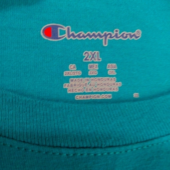 Champion Short Sleeve Teal Green T-Shirt Sz 2XL - Picture 4 of 4